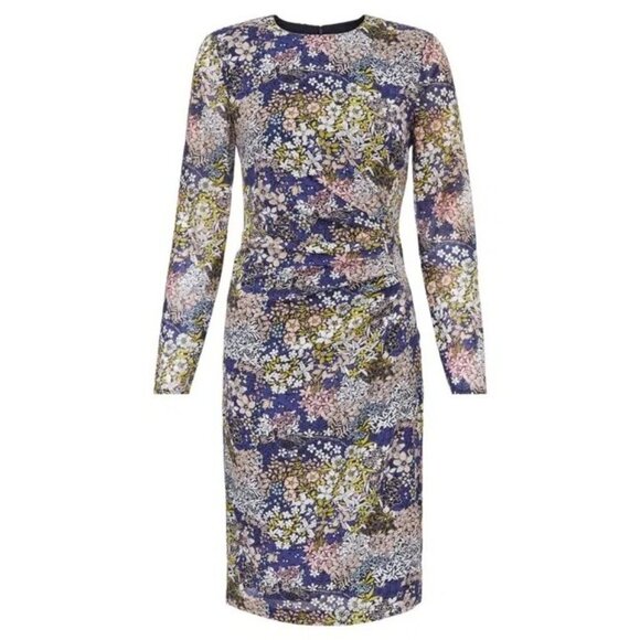 Hobbs Merida Floral Silk Blend Dress 8 Navy EUC - Picture 2 of 12